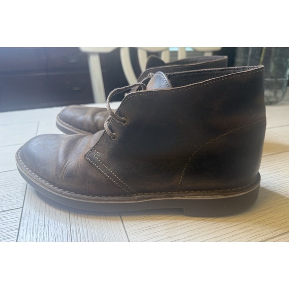 Clarks Mens Desert Boots Sz 10.5 M Bushacre Chukka Brown Leather Lace‎ Up Shoes main image 8